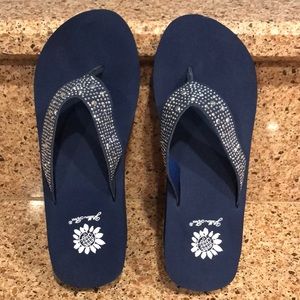 Yellow Box Embellished Flip Flops